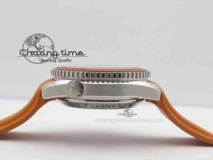 0408 Planet Ocean Master Chrono 45mm SS OM 1:1 Best Edition Black Dial On Orange Rubber Strap A Attractive 8170